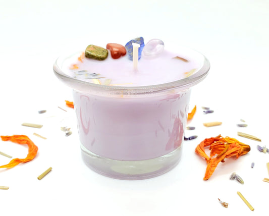 Rebirth & Clarity - Nysian Meadow Crystal Candle, 2 Oz. Glass Votive
